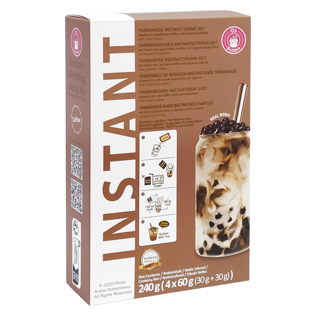 🧋Bubble Tea Set Sabor Café Dulce con Bolas de Tapioca 240g (4x60g (30g+30g))