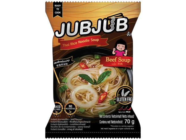 JUBJUB Thai Fideos de arroz Sabor ternera 70 g