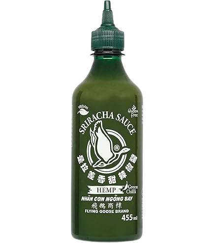 Salsa Siracha Chile Verde con Sabor Aceite de Semilla de Cáñamo 455ml