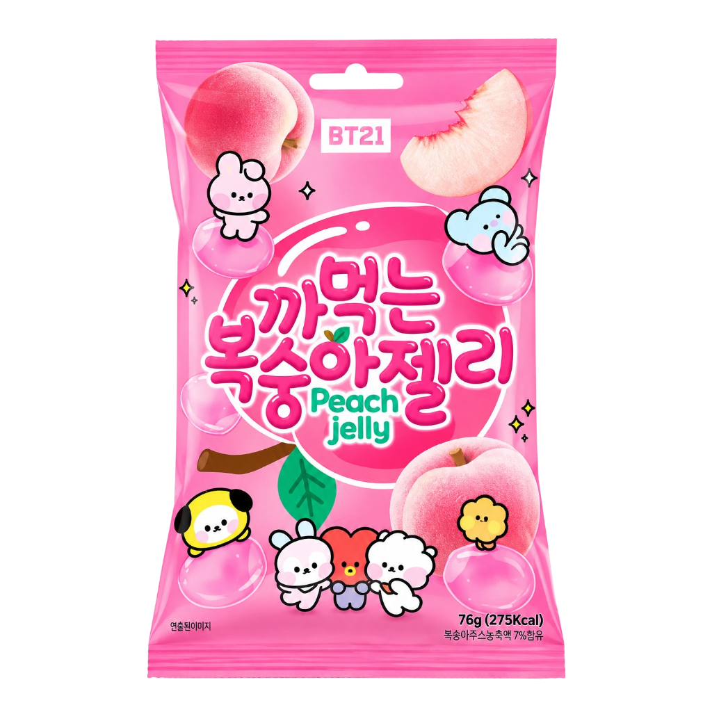 BT21 Peach Jelly – Gominola sabor melocotón🍑76g