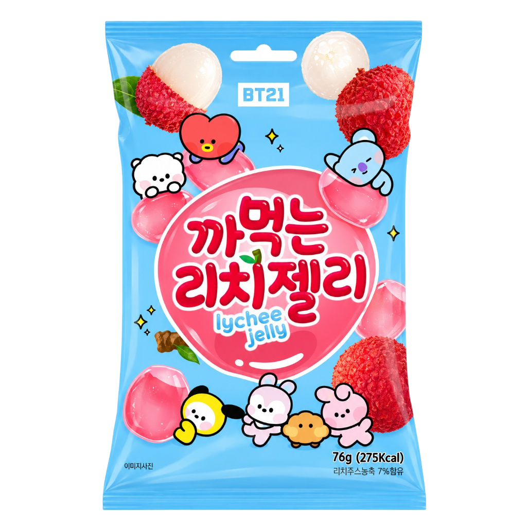 BT21 Lychee Jelly – Gominola sabor Lychee 🩵76g