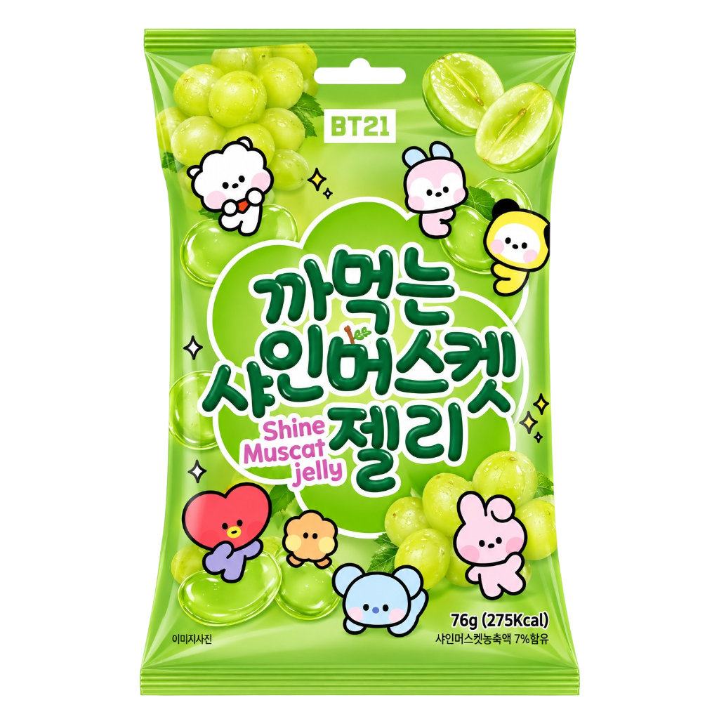 BT21 Shine Muscat Jelly – Gominolas sabor uva Shine Muscat 🍇 76g