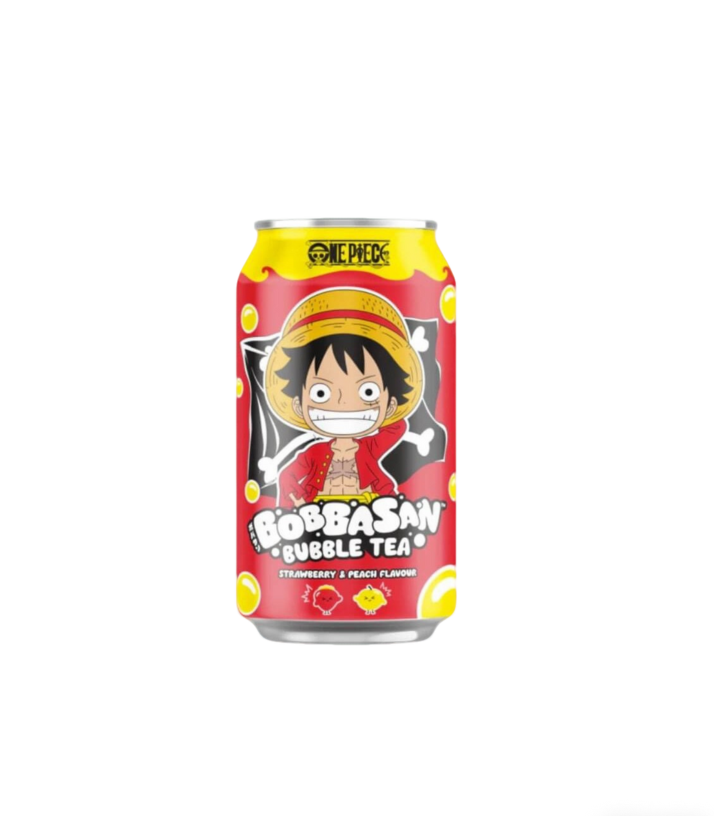 ULTRA POP One Piece Bebida Bubble Tea Sabor Fresa y Melocotón 320ml