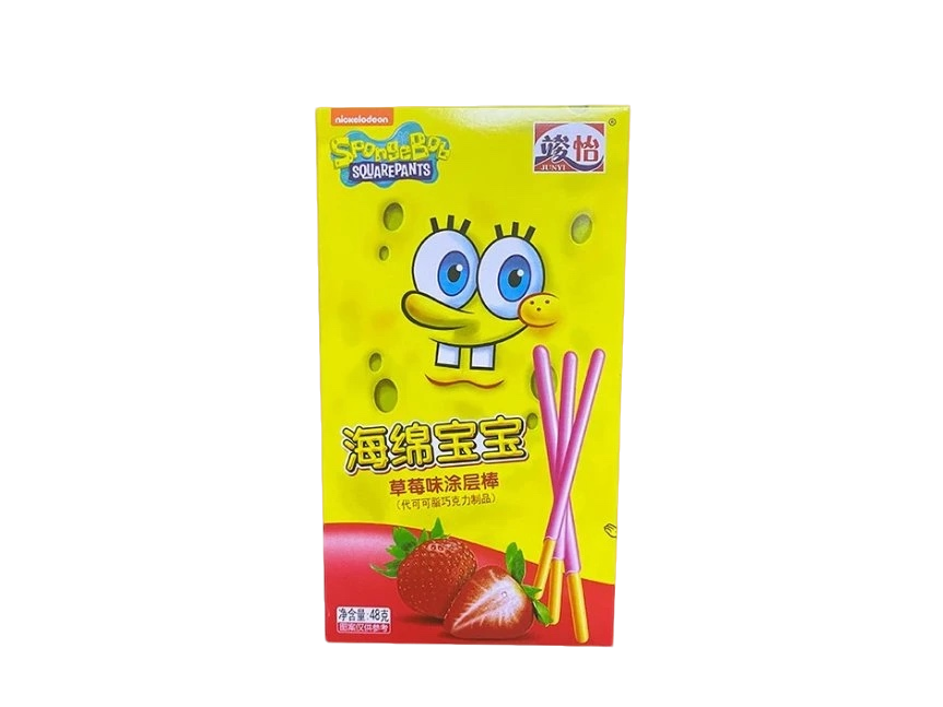JUNYI Palitos de galleta sabor fresa Bob Esponja 48g CN