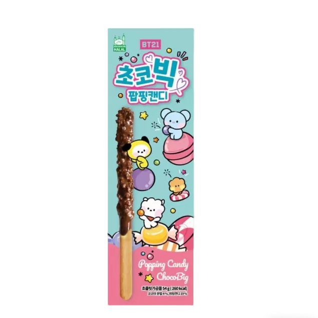 BT21 Palitos de Galleta sabor chocolate y caramelo explosivo 🍬 54g