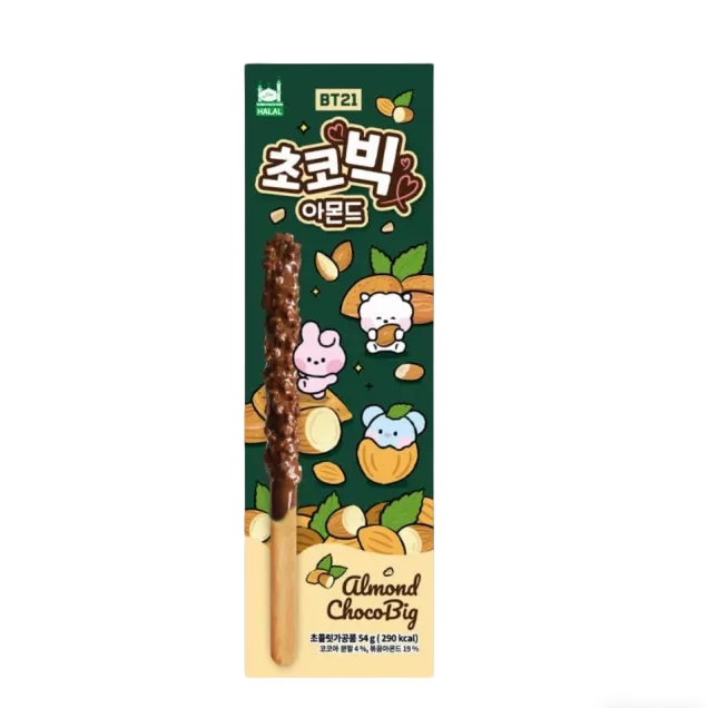 BT21 Palitos de Galleta sabor Chocolate y Almendra 🥜 54g