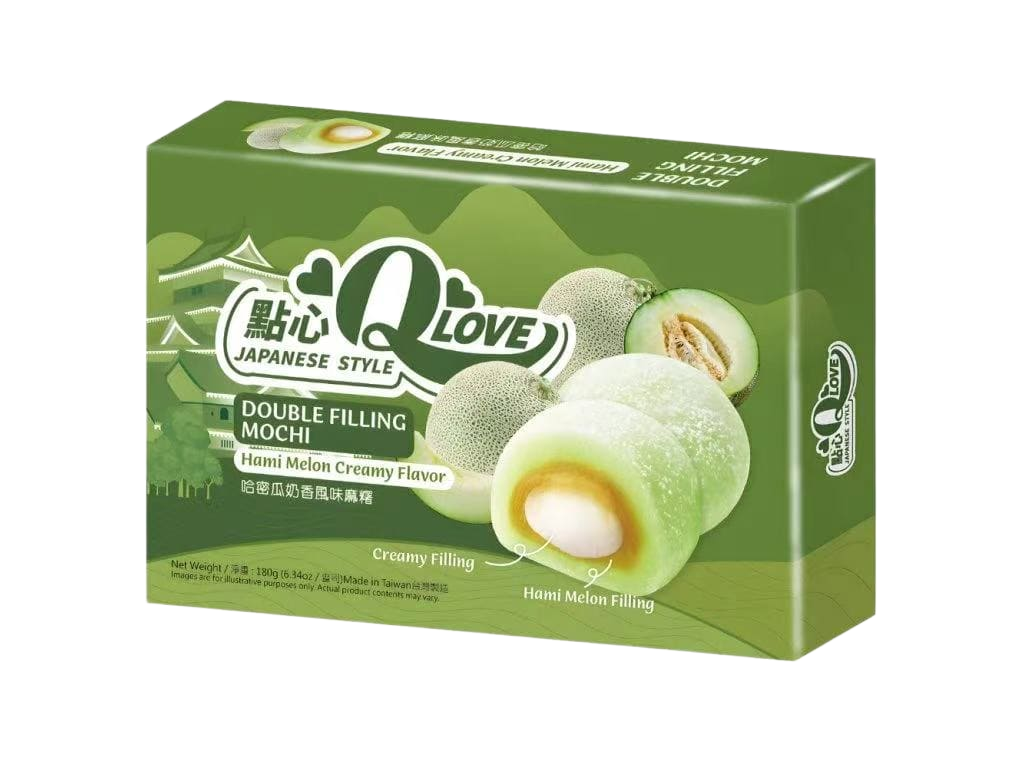 🍈🤍 Q LOVE Mochi Japonés 180G– Melón Hami Doble Relleno 🤍🍈