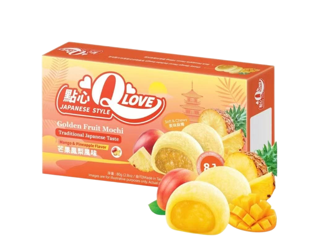 🍍🥭 Q LOVE Mochi Japonés 80G– Golden Fruit (Mango & Piña) 🥭🍍