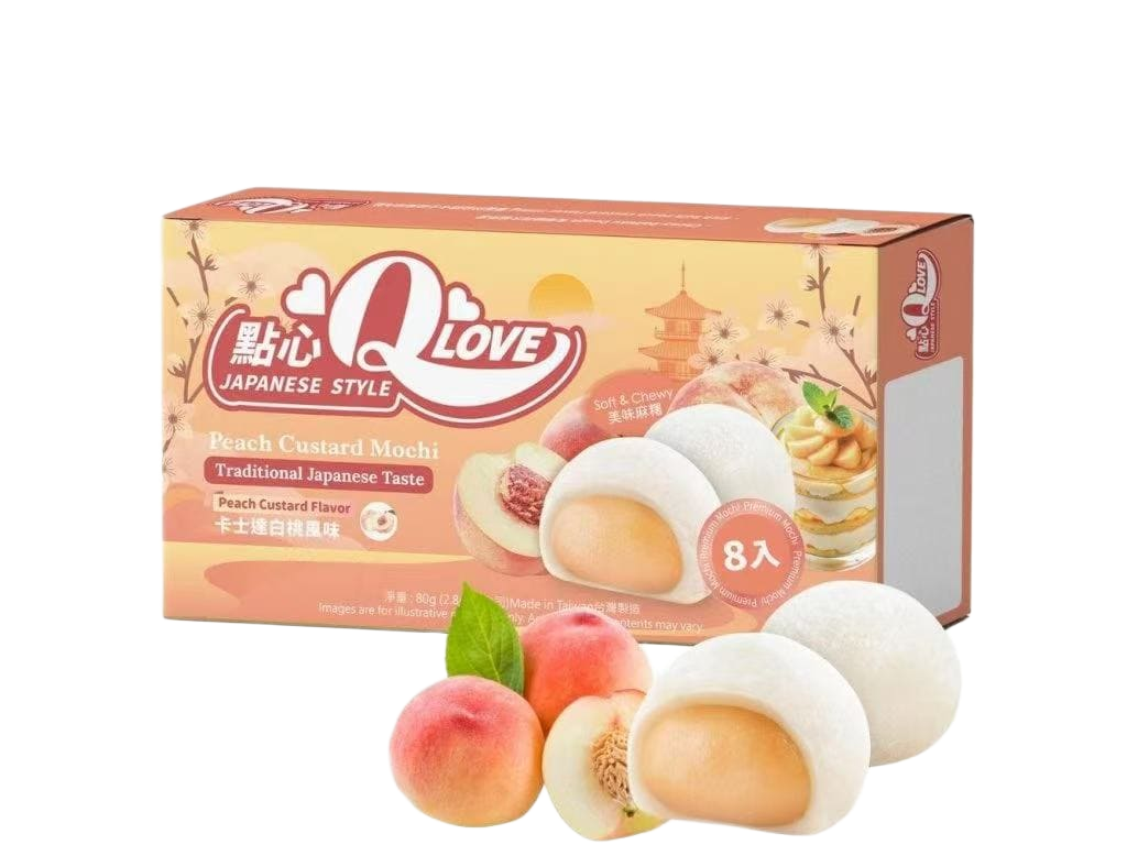 🍑🤍 Q LOVE Mochi Japonés 80G – Durazno con Custard 🤍🍡