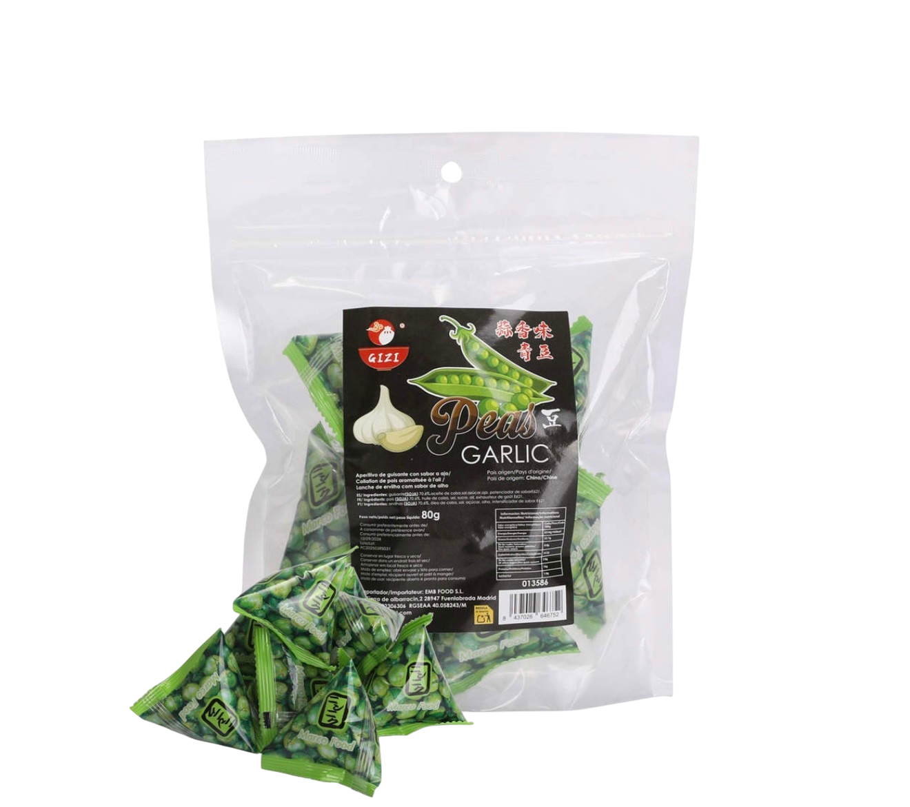 Aperitivo de guisante sabor ajo 80g