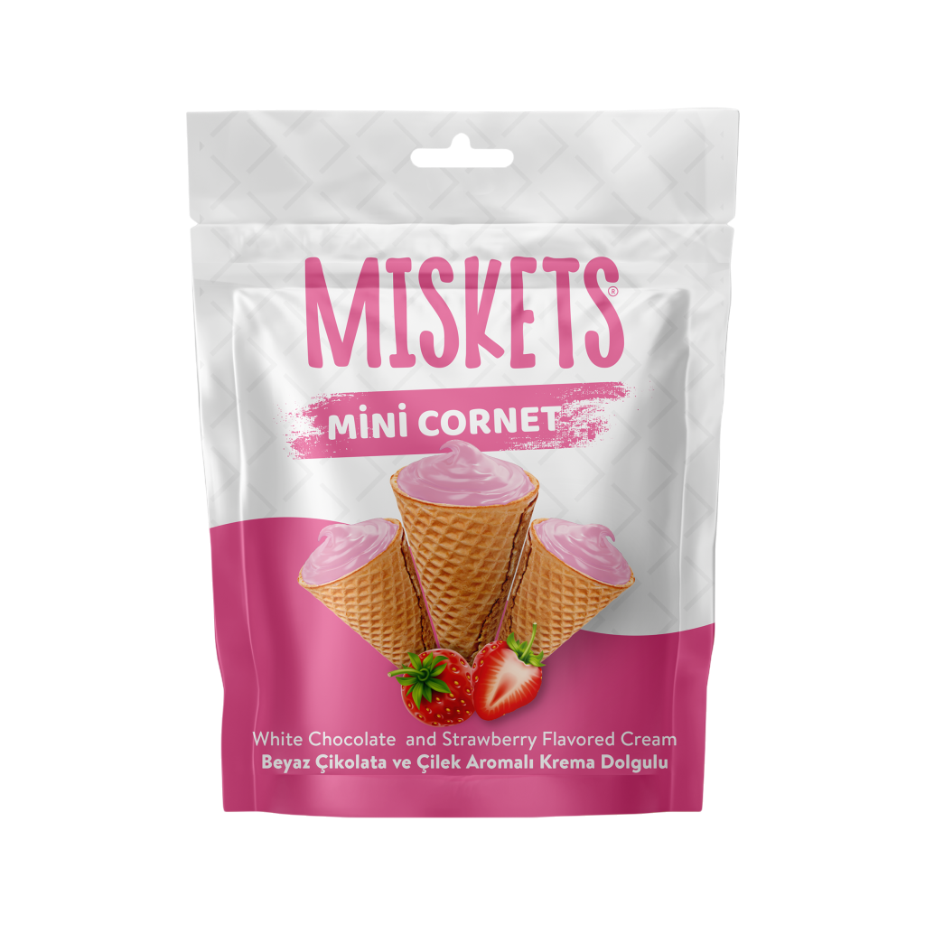 TR Miskets Cornet WhiteChoco Strawberry Fl 50g