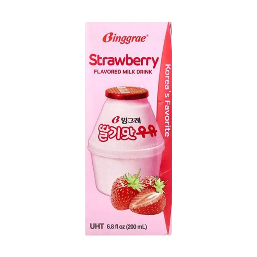 🍓BINGGRAE Bebida de Leche Sabor Fresa 200ml