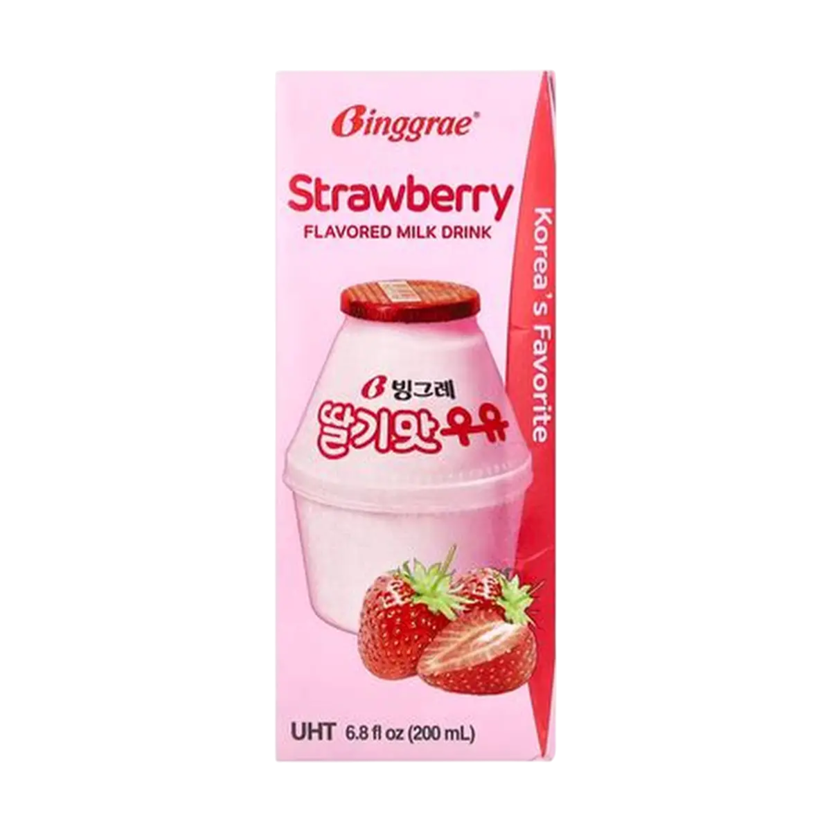 🍓BINGGRAE Bebida de Leche Sabor Fresa 200ml
