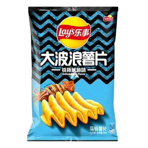 Lays Potato Chips Wave Grilled Squid 70g