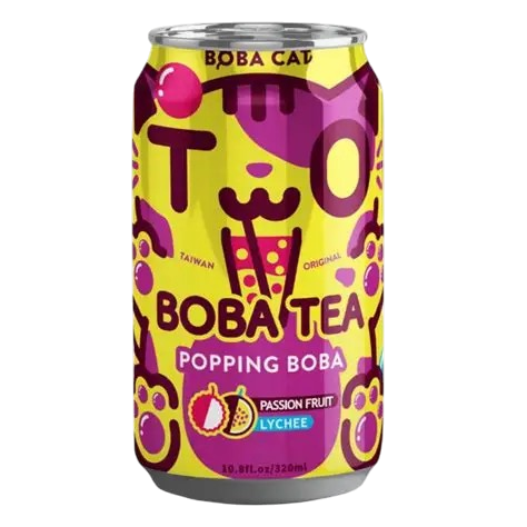 TW BobaCat Bubble Tea Passionfruit+Lychee 320ml
