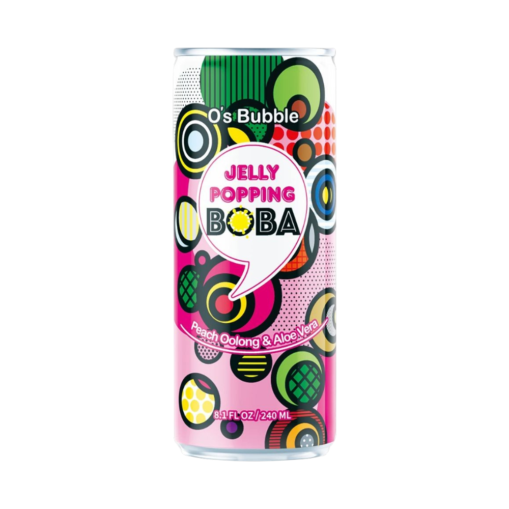 O's Bubble Jelly Popping boba sabor melcoton oolong y aloe vera 240ml