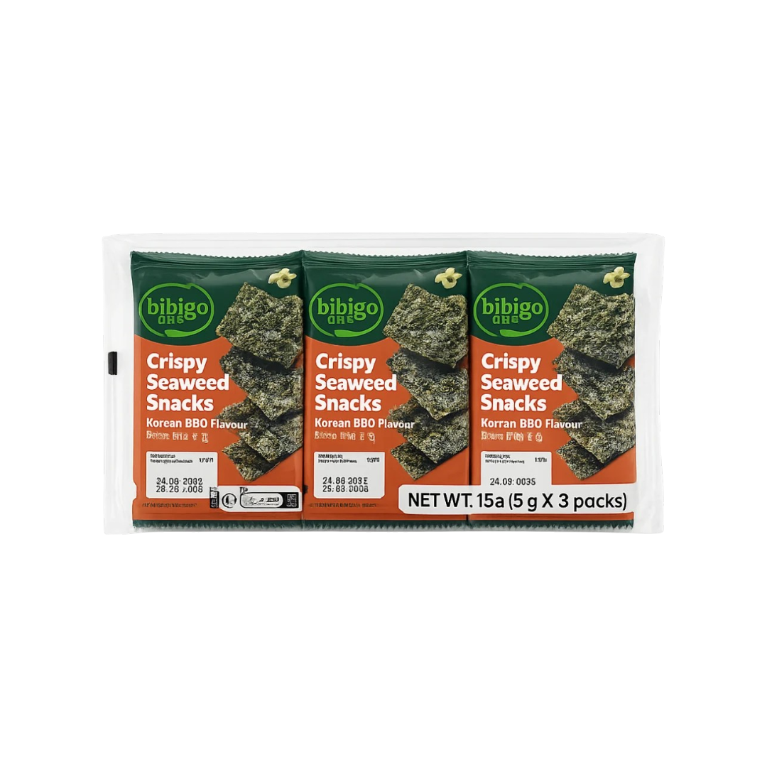 Bibigo alga crujientes sabor BBQ 5gx3