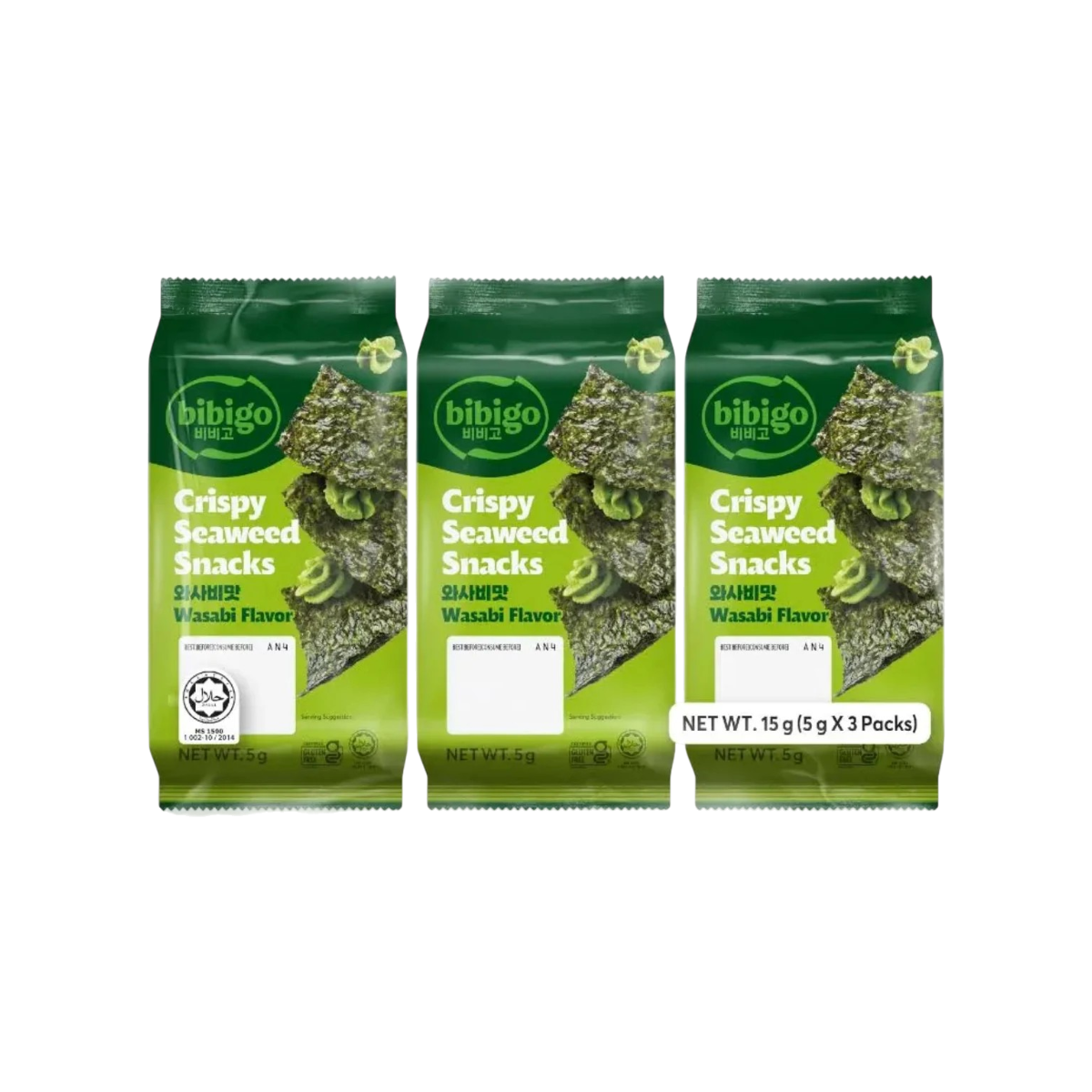 Bibigo alga crujientes sabor wasabi 5gx3