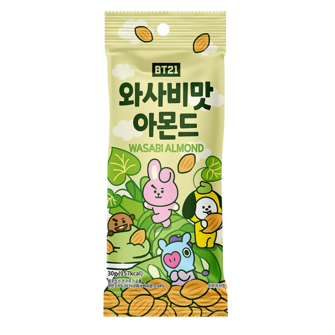 🌿🔥 BT21 Wasabi Almond – Almendras Coreanas Sabor Wasabi 30g