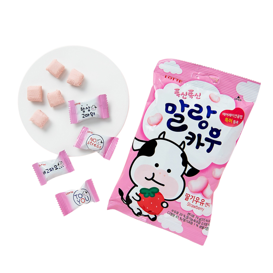 Caramelos Suaves Lotte Malrang Cow – Sabor Fresa 79g