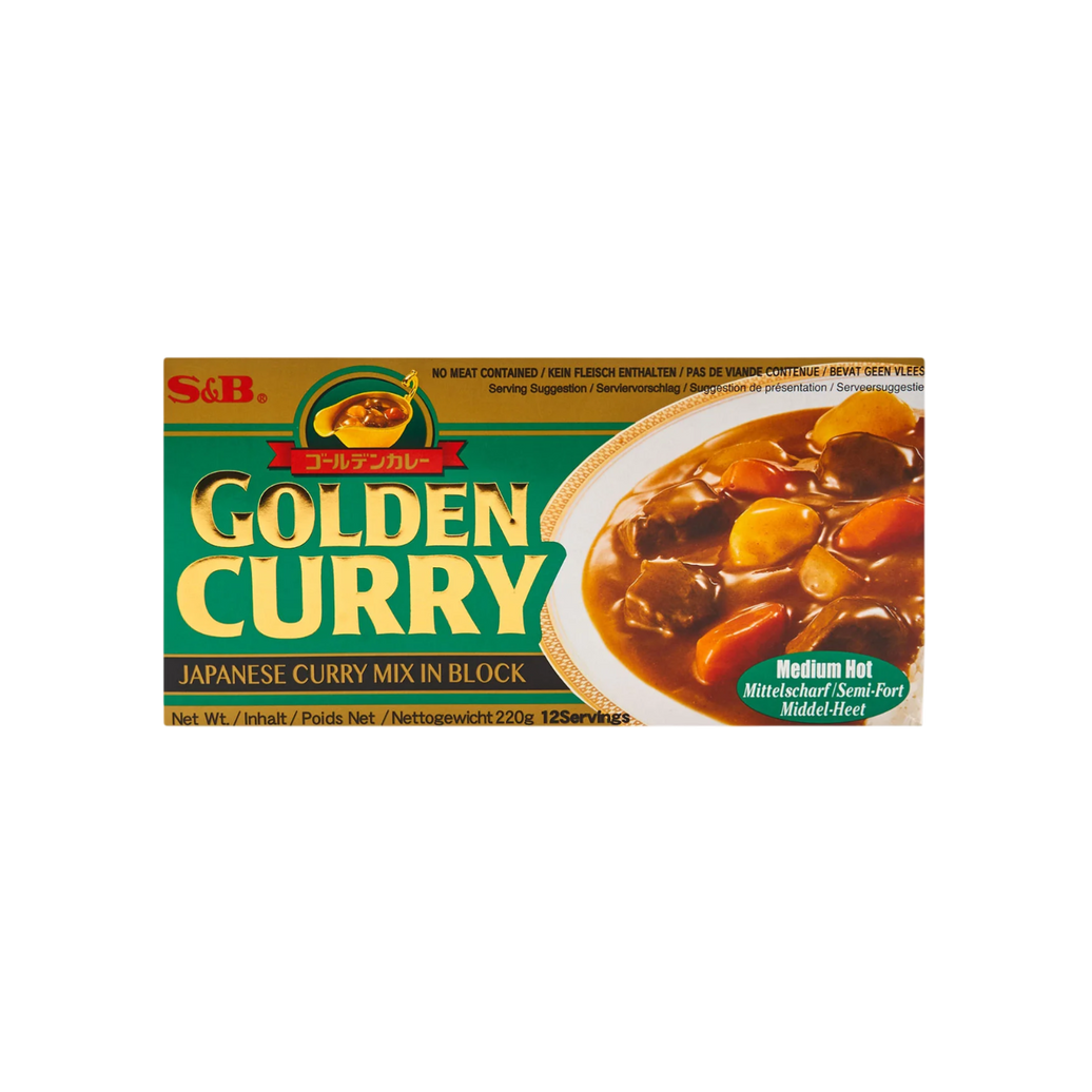 S&B Golden Curry (Japanese Curry Mix in Block, Medium Hot, 220 g – 12 porciones)