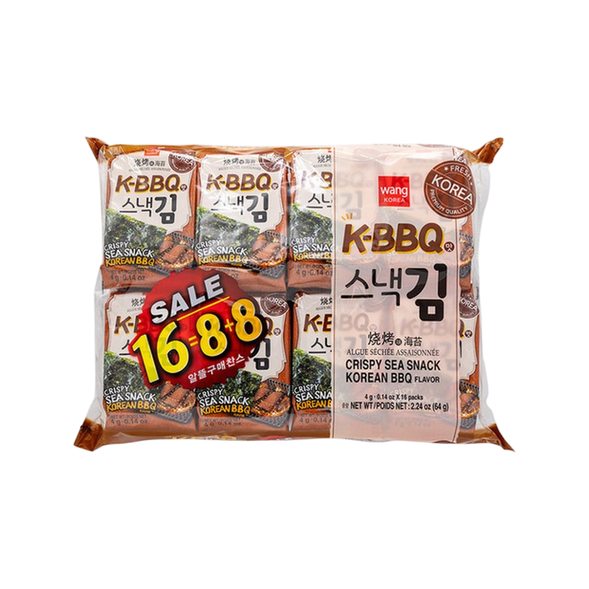 WANG Algas sazonadas sabor BBQ 16x4g