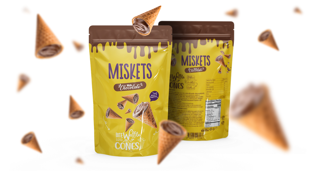 Miskets Milk Chocolate Bite Waffle Sized Cones 70g