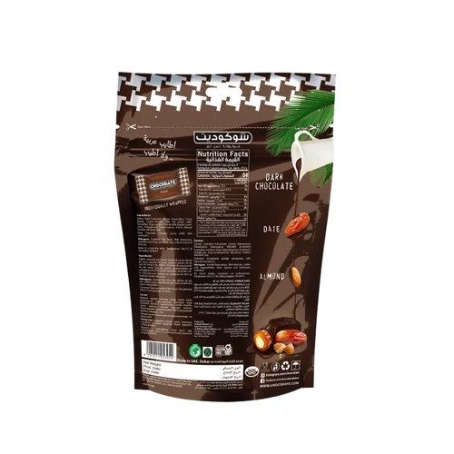 CHOCODATE Dátil Relleno de Almendra Recubierto con Chocolate Negro 90g