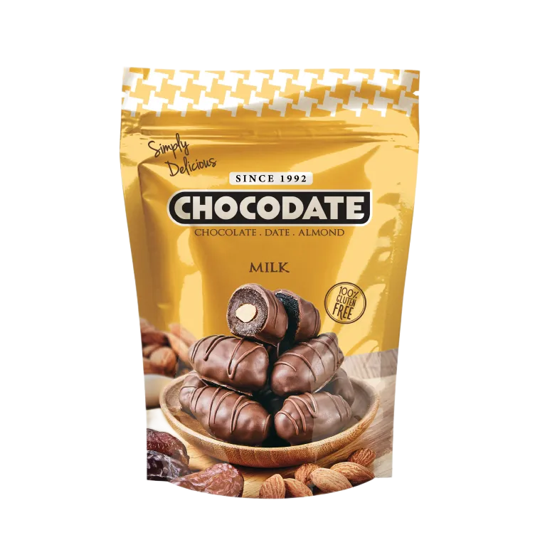CHOCODATE Dátil Relleno de Almendra Recubierto de Chocolate con Leche 90g