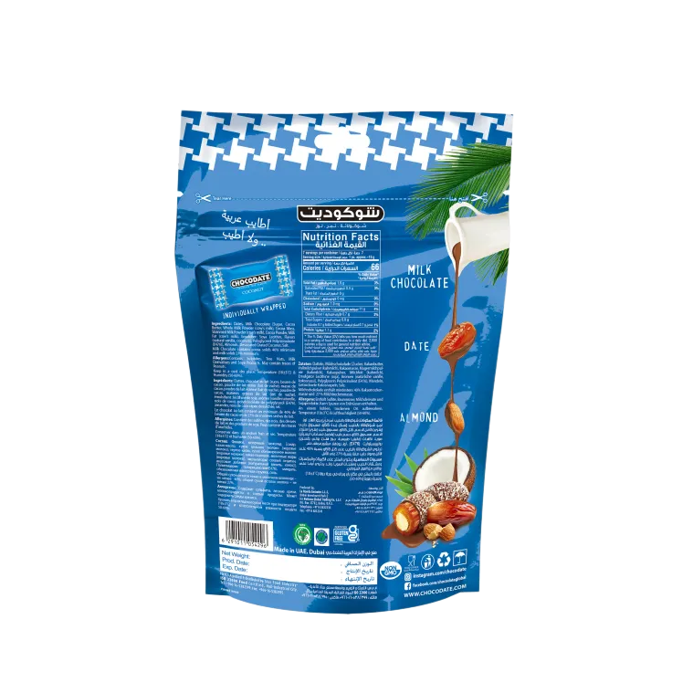 CHOCODATE Dátil Relleno de Almendra Recubierto con Chocolate y Coco Rallado 90g
