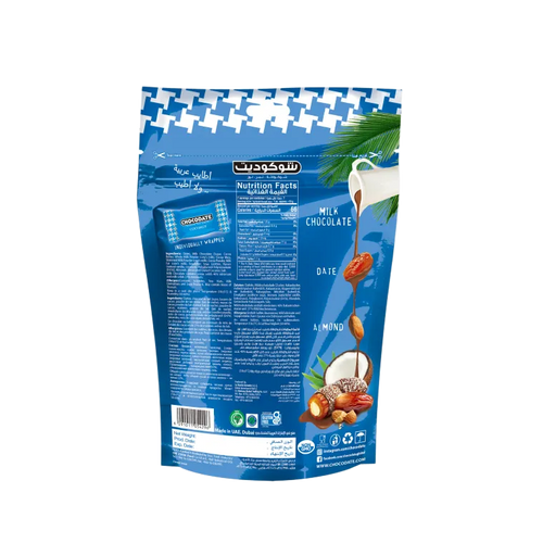 CHOCODATE Dátil Relleno de Almendra Recubierto con Chocolate y Coco Rallado 90g